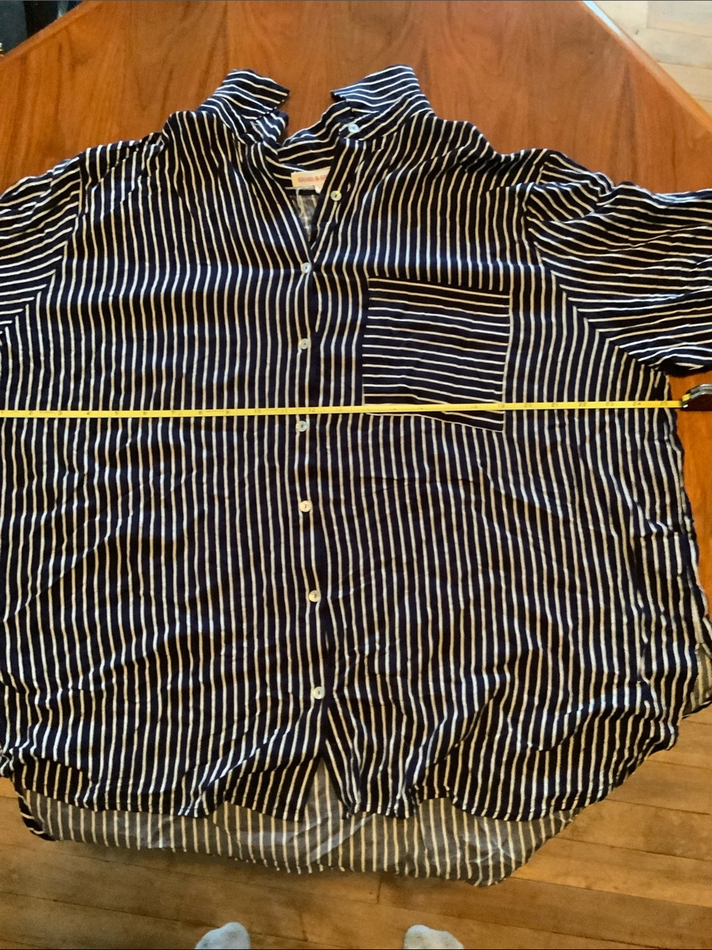 Grand & Greene stripped blouse button up, roll up sleeves, 2 XL gently worn - Picture 7 of 8